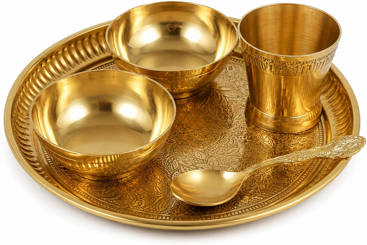 yes brass bhoj thali set with 2 katori glass spoon for pooja and original imahpkmfebcxaddv yes brass bhoj thali set with 2 katori glass spoon for pooja and original imahpkmfebcxaddv