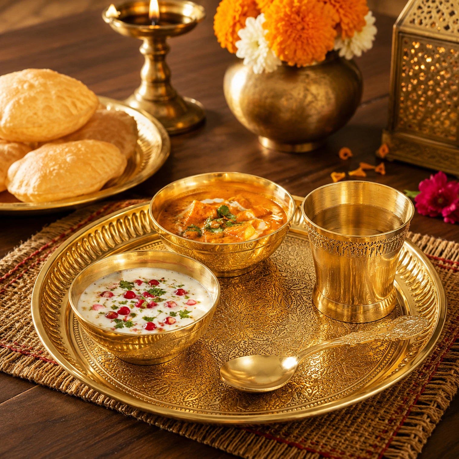 yes brass bhoj thali set with 2 katori glass spoon for pooja and original imahpkmfgmvpcruf yes brass bhoj thali set with 2 katori glass spoon for pooja and original imahpkmfgmvpcruf